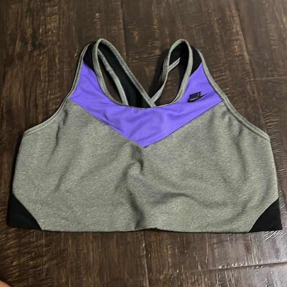 Nike Other - Nike gray purple black mesh sports bra fits medium